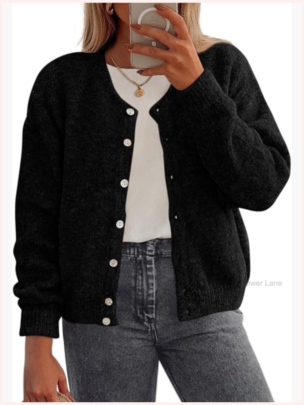 Lightweight Button Down Long Sleeve Cardigan Sweater Loose Fit